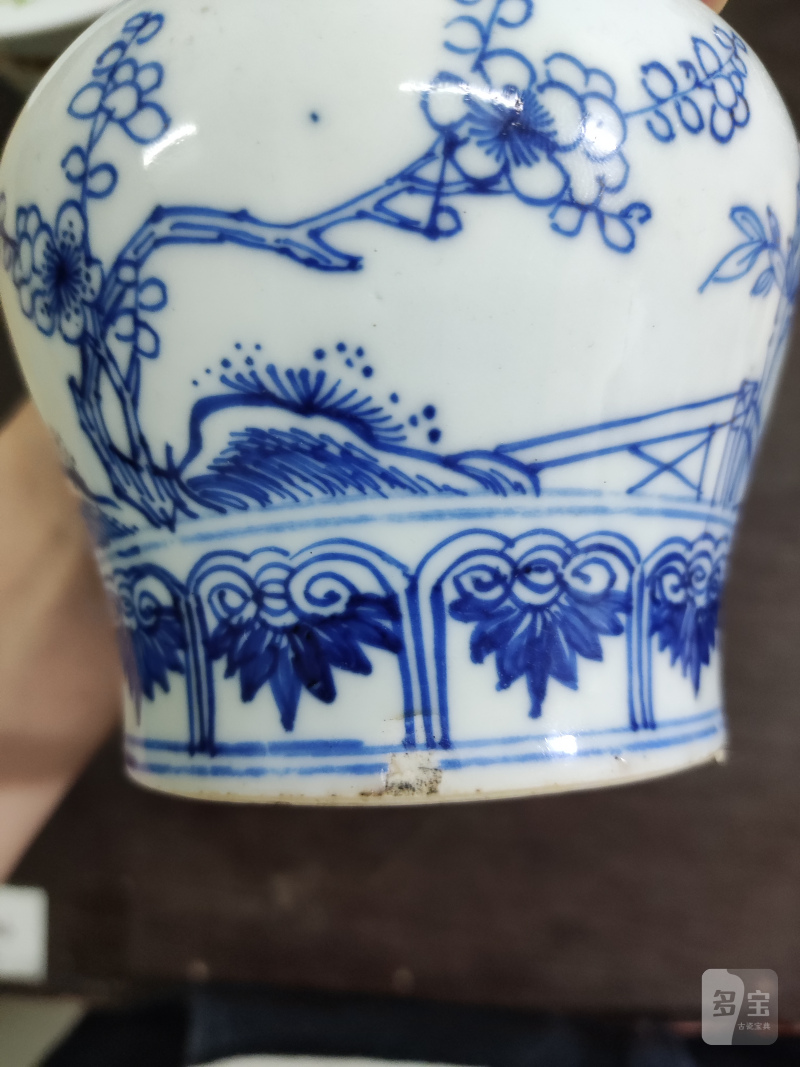 清 青花松竹梅纹天字罐 - 图3